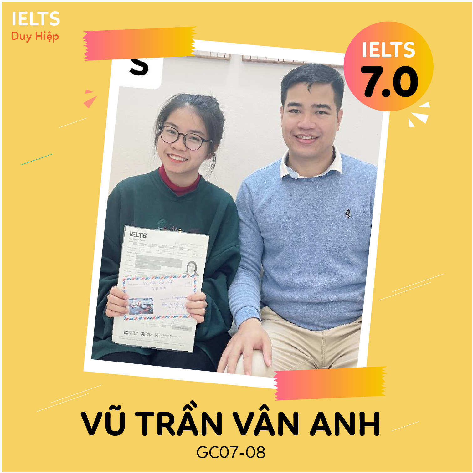 WALL OF FAME - Vũ Trần Vân Anh 7.0 IELTS
